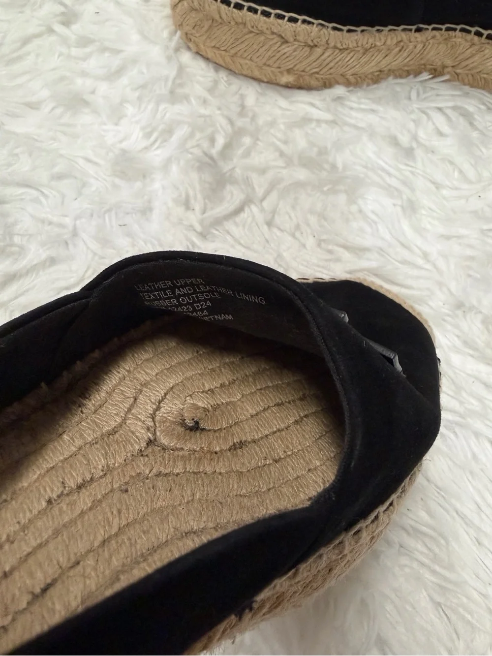 Tory Burch Black Suede Platform Espadrilles Double T Logo Size 10
